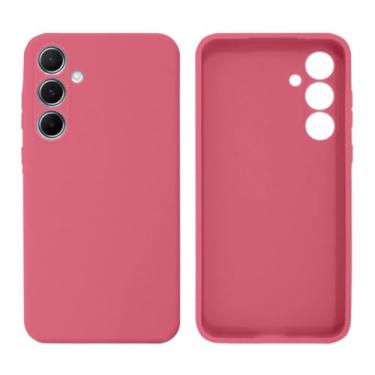 Imagem de Capa de Silicone TPU Aveludada Compatível com A56 – Case Macia com Proteção de Câmera e Interior Aveludado (ROSA)