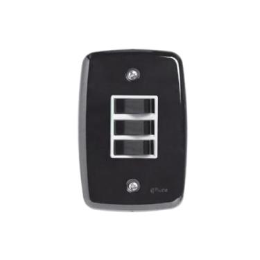 Imagem de Interruptor de 3 teclas simples com placa preta