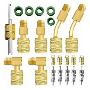 Imagem de Kit adaptador mini divisor R410A, acoplador 5/16 a 1/4 conector adaptador de mangueira de refrigerante R410A