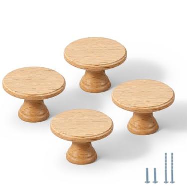 Imagem de Evionlin 8 maçanetas de madeira de faia puxadores de gaveta de gaveta de cômoda de cozinha