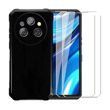 Imagem de WDMYLFTW Capa para Oukitel WP39 Pro + [2 unidades] Película protetora de tela de vidro temperado - Capa protetora de TPU (preta)