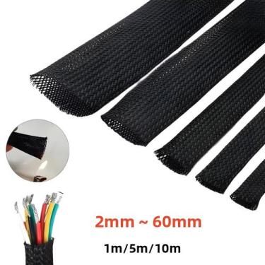 Imagem de Mangueira De Nylon Trançada Isolada Preta 6-30mm Proteção De Linha De 