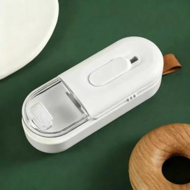 Imagem de Mini bolsa portátil revendedor e cortador ferramenta de vedação dois em um para armazenamento de lanches de alimentos branca