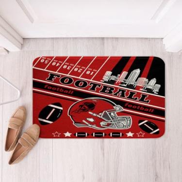 Imagem de Feelyou Tapetes de banho de futebol para banheiro 40,6 cm x 61 cm Tampa tapetes de banheiro presentes de futebol americano para fãs de futebol americano crianças mulheres homens futebol cidade tapetes