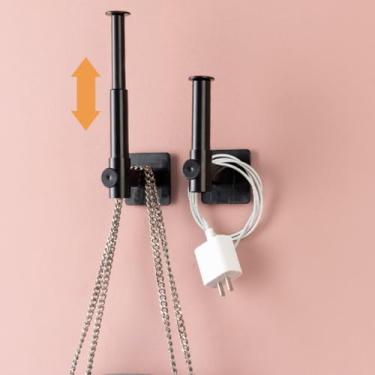 Imagem de 2 peças suporte de toalha preguiçoso sem broca suporte de armazenamento de rolo de papel de cozinha extensível em forma de L organizador de pano de rosto montagem de plástico design compacto