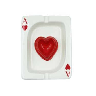 Imagem de Cinzeiro de cerâmica para cigarros, bandeja de cinzeiro em forma de A para fumantes, suporte de joias, decoração de escritório em casa (coração vermelho)