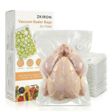 Imagem de ZKIRON Sacos seladores a vácuo reutilizáveis para alimentos (GG, 30,5 x 35,5 cm) - Armazenamento extra grande no freezer para carne a granel e frango inteiro - livre de BPA, lavável, seguro para sous