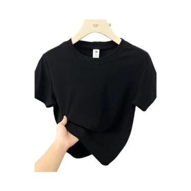 Imagem de Camiseta Casual De Verão plus Size Com Manga Curta Sexy Sólida Tendênc