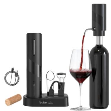 Imagem de Abridor de garrafas de vinho automático elétrico recarregável, aerador elétrico, cortador de folha, rolha a vácuo, conjunto de acessórios de vinho 7 em 1 com suporte de armazenamento, design elegante