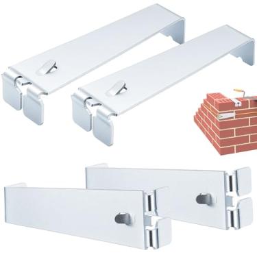 Imagem de DoubleFill 2 pares de blocos de linha de metal de 10 cm, linhas de corda de alvenaria, blocos de concreto para ferramentas de alvenaria (cor metálica)