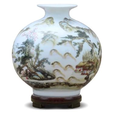 Imagem de Vaso decorativo de cerâmica, feito à mão, moderno, simples, flor de pêssego para decoração de flores secas, arte, casa, casa, sala de estar, decoração de cerâmica