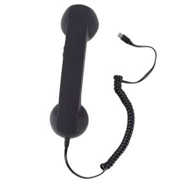 Imagem de Asixxsix Aparelho de Telefone retrô, Receptor de Telefone Com Fio Tipo C Ergonômico Clássico Com Alto-falante e Microfone HiFi Integrados, para Conferência de Videochamada de Celular e (BLACK)