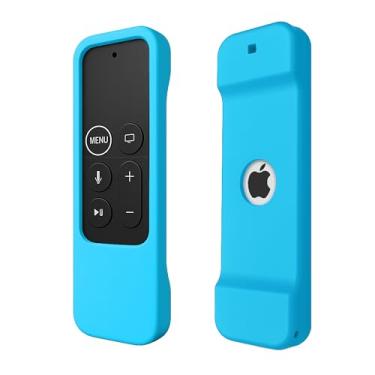 Imagem de IRAINSUN Capa de silicone compatível com Apple TV Siri Remote 1ª geração, capa protetora antiderrapante à prova de choque para Apple TV HD/4K Remote (2015/2017) (azul claro)