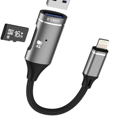 Imagem de Adaptador Lightning para USB 3.0 (2 em 1) para iPhone 14 13 Pro Max TF leitor de cartão para Apple mfi cabo certificado câmera digital para iPad Flash Drive OTG Micro SD iluminação adaptador de
