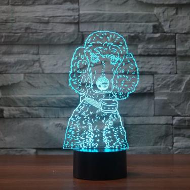 Imagem de Luz noturna, LED 3D, poodles, cães, mudança de cor para crianças