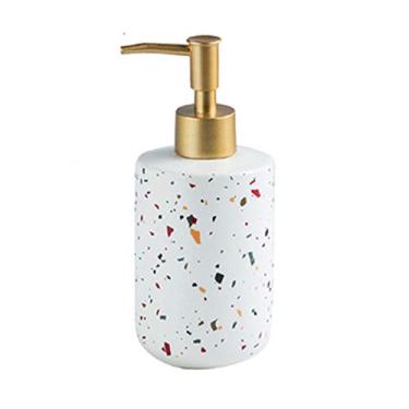 Imagem de CZCZC Dispensador de sabão para banheiro, durável, dispensador de sabão líquido de cerâmica com bomba dourada galvanizada para banheiro, quarto ou bancadas de cozinha, novo Y