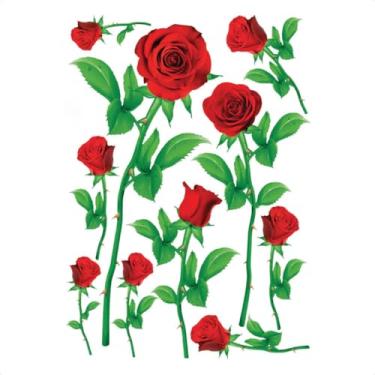 Imagem de Adesivo de Parede Flores Rosas Decorativo para Sala Quarto Banheiro Porta Vidro Armário