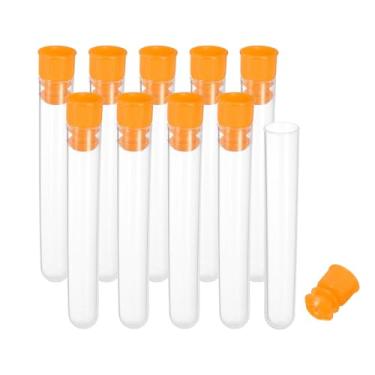 Imagem de Generic Suporte de armazenamento de agulha de costura de plástico de 7,6 cm de comprimento, 10 peças, estojo de tubos de armazenamento de palitos de agulha fosco portátil para tricô artesanal, laranja