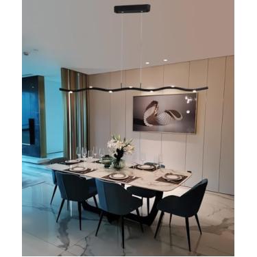 Imagem de Luminárias pendentes LED modernas para restaurantes, com capacidade de iluminação de 10 a 15 m², reguláveis, embutidas, com altura ajustável, ideais para mesas de jantar, ilhas de cozinha, q