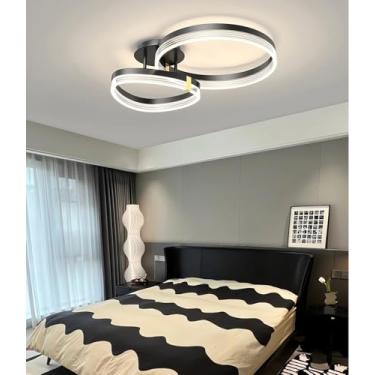 Imagem de Luminária de teto LED com controle remoto, dimerizável, lustre moderno para sala de estar, iluminação embutida redonda, ideal para quarto, cozinha e sala de jantar (53cm)