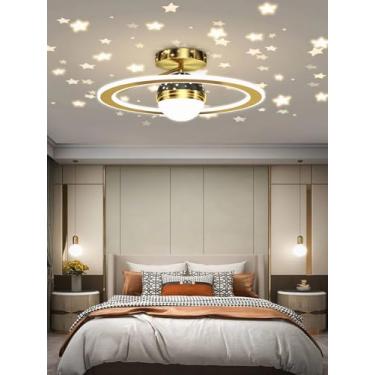 Imagem de Luminária de teto com projeção de estrelas para quarto infantil, com LED dimerizável, design criativo e estrelado para quartos de meninos e meninas, perfeita para criar um ambiente aconchega