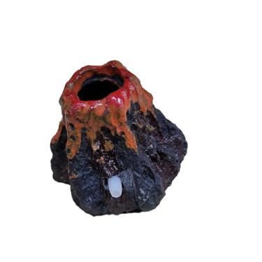 Imagem de Linda decoração de aquário de vulcão, decoração de aquário de paisagismo em miniatura (pequeno com borbulhador)