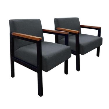 Imagem de Conj. 02 Poltrona Decorativa Estilo Industrial Braço Ferro Minas - Gon