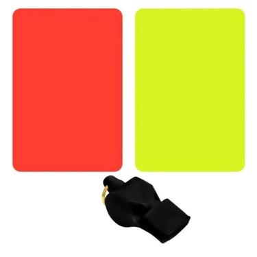 Imagem de Apito Profissional + Cartão Pró Juiz Futebol Vôlei Basquete Pró-Unissex