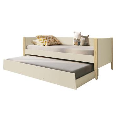 Imagem de Bicama Solteiro Noah Areia Com Pés Madeira Natural - Reller