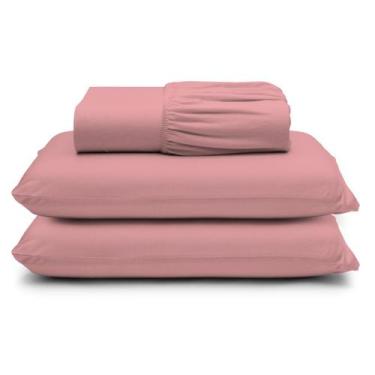 Imagem de Jogo de Lençol Casal Queen Malha 100% Algodão 03 Peças Com Elástico Ro