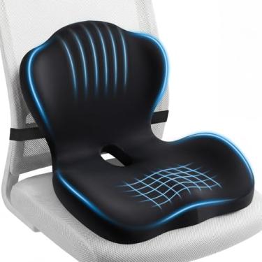 Imagem de Pakanana Almofada de cadeira de escritório para alívio da dor no cóccix e nas costas, almofadas ergonômicas de suporte lombar forte, almofada de espuma viscoelástica confortável para alívio da dor