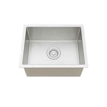 Imagem de Cuba Gourmet de Cozinha 44x44cm Quadrada Pia de Embutir ou Sobrepor Acompanha Acessórios Premium Aço Inox 304 Escovada Prata Brinovar