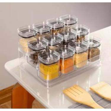 Imagem de Porta Temperos 12 Potes Herméticos 150ml Cozinha Kit Organizadores