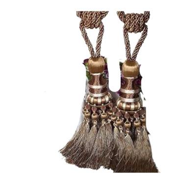 Imagem de 2 peças/conjunto de tiras de esfera penduradas corda amarrada cortina de pendurar fivela gancho borla alça decoração de casa (cor cartão claro)