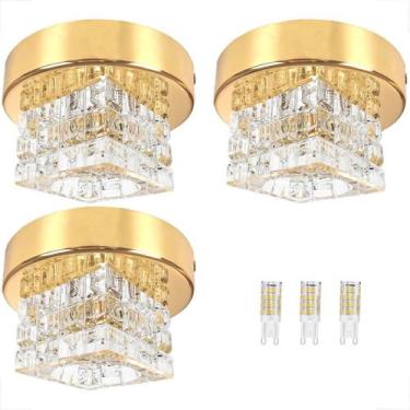 Imagem de Kit 3 Spot Cristal Sobrepor Plafon Base Metal Sala Bet44 + - Acienda