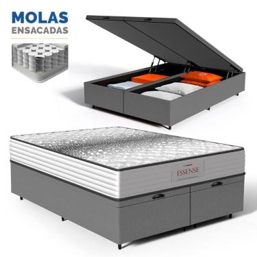 Imagem de Cama Box Baú com Colchão de Molas Ensacadas Double Face Essence Probel Queen 158cm