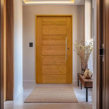 Imagem de Porta Eucalipto Batente Eucalipto 14 Puxador 120 X 210 Bbb Abertura Es