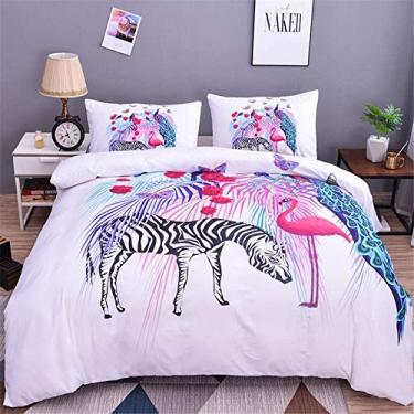 Imagem de Jogo de cama animal com estampa animal conjunto de capa de edredom microfibra edredom conjuntos de cama queen king size roupa de cama 0926 (cor: 1 tamanho: US Full 203x228cm) (2 UK SupKing 220x260cm)
