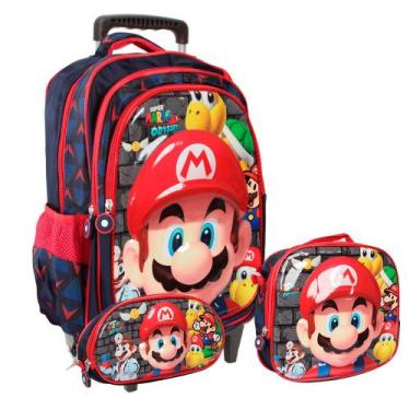 Imagem de Kit Mochila Infantil De Rodinhas Grande Desenho Menino - Plike