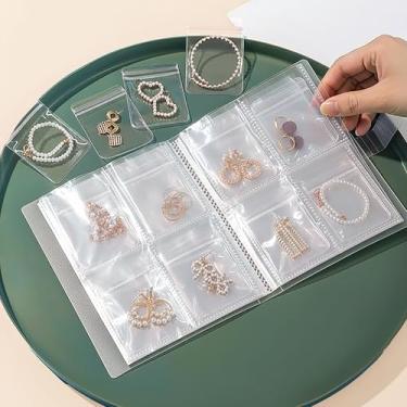 Imagem de Elegante livro de armazenamento de joias - fichário organizador de página transparente para colares, anéis e brincos, estojo de joias oculto para viagem - grade de quatro painéis