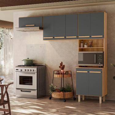 Imagem de Armário Para Cozinha 222 Cm Lemon Carvalho/chumbo Nicioli Carvalho/chumbo