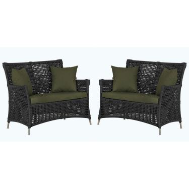 Imagem de 2 Sofás área Externa Igapó Alumínio Fendi Corda Náutica E13 Preto