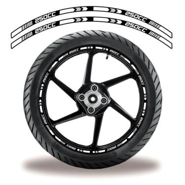 Imagem de Friso De Roda Adesivo Refletivo Para Motos 250 Cc Branco E Preto