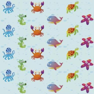 Imagem de Papel De Parede Infantil Fundo Do Mar Colorido