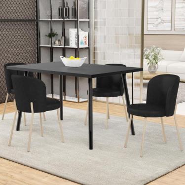 Imagem de Kit 04 Cadeiras Para Sala De Jantar Cozinha Estofada Gavi Arena L02 Couríssimo Preto - Lyam Decor
