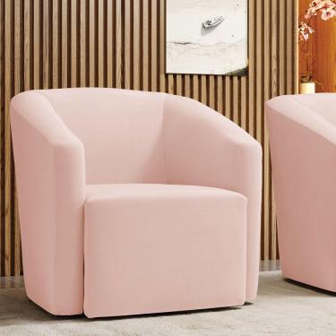 Imagem de Poltrona Decorativa Base Giratória Stella Max Veludo Rosê D03 - D'rossi