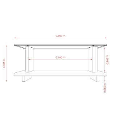 Imagem de Mesa de Centro com Vidro 90x32cm Frizz Madetec Calacata Off White
