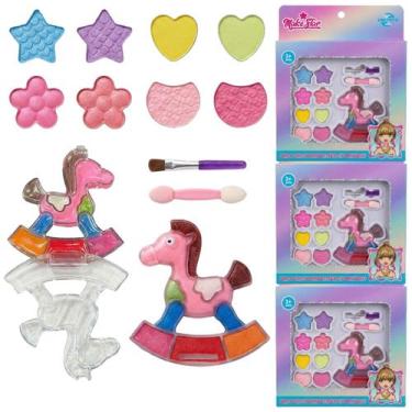 Imagem de Kit 3 Maquiagem Cavalinho Para Meninas Com Sombras Coloridas E Acessór