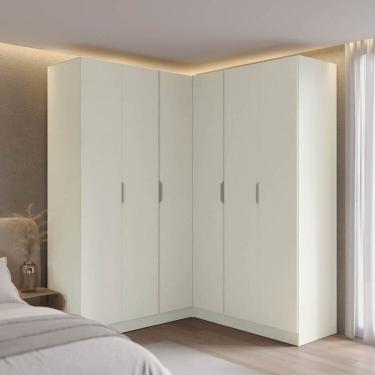 Imagem de Guarda-roupa Modulado de Canto Linear 4 Peças 6 Portas Orion Cabecasa Madeiraoriginals Aveia/Linho