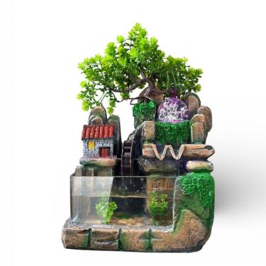 Imagem de Fonte de Água Decorativa com Casa e Aquário de Vidro
